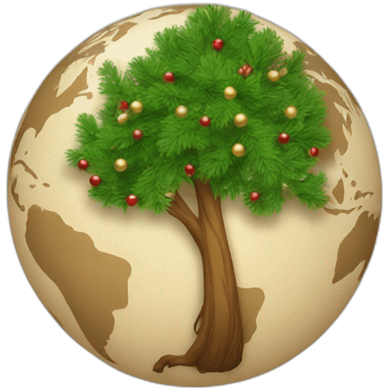 a globe with cristmass tree emoji