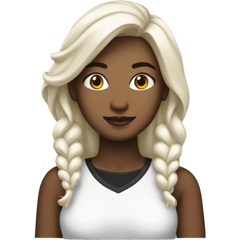 Una chica de cabllo negro y camiseta blanca  emoji