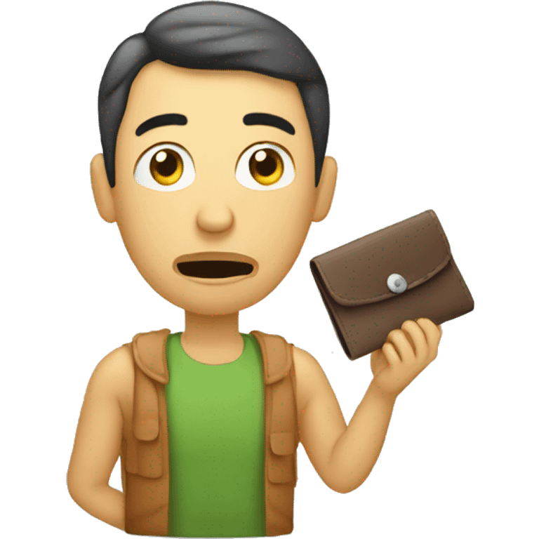 confused customer holding empty wallet emoji