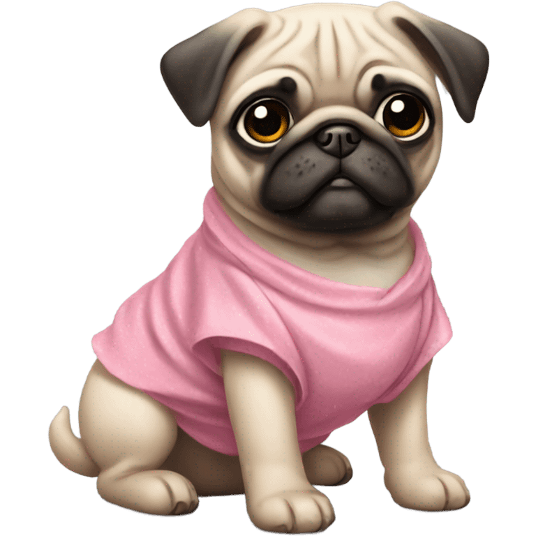 pug puppy with pink dress emoji