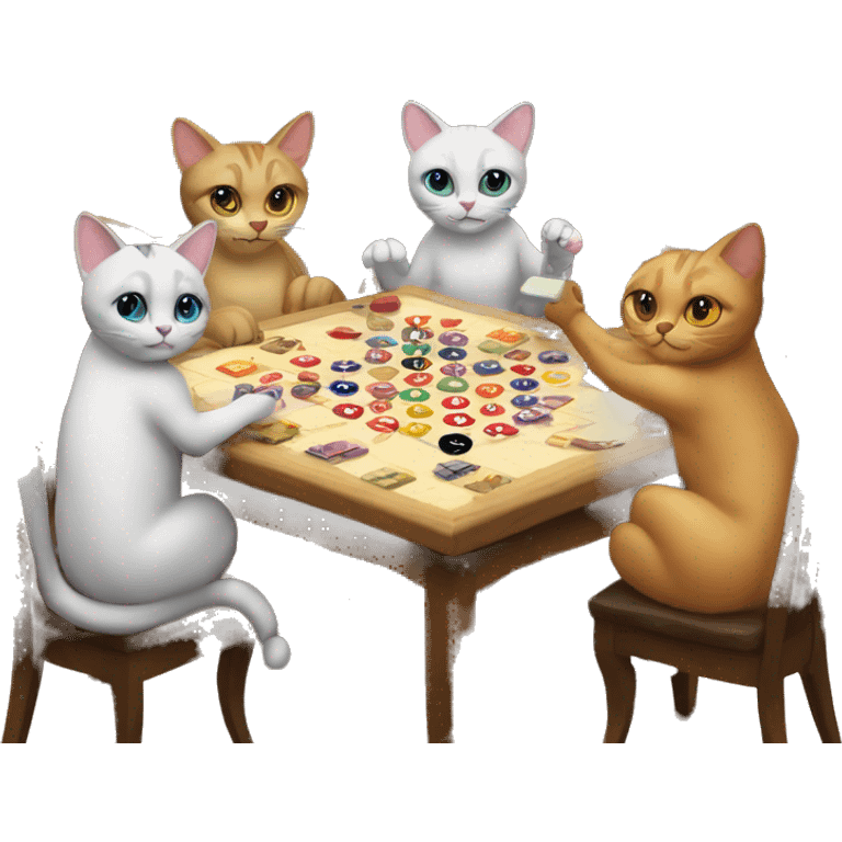 cats playing a board game at a birthday party emoji