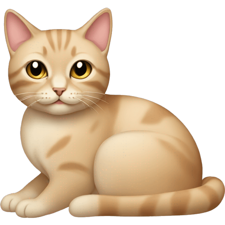 Beige cat with coquette beige bol  emoji