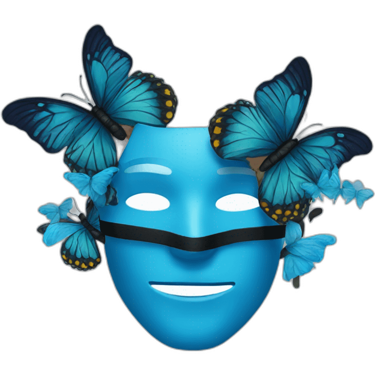 man in a blue mask with butterflies on it emoji