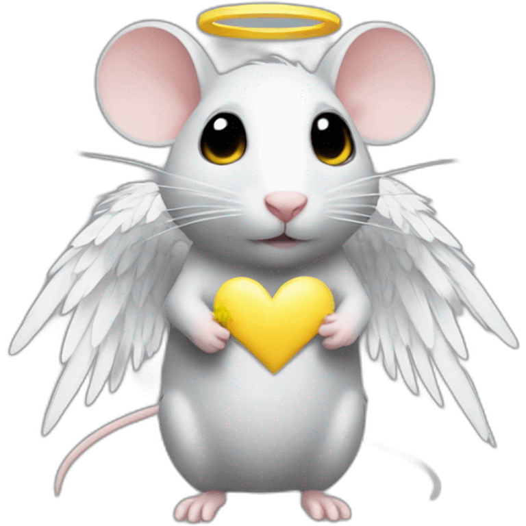 rat with white feather angel wings who is holding a yellow star emoji