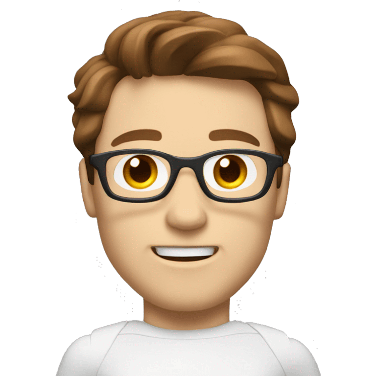 white nerd guy with brown hair inside ironman suit emoji