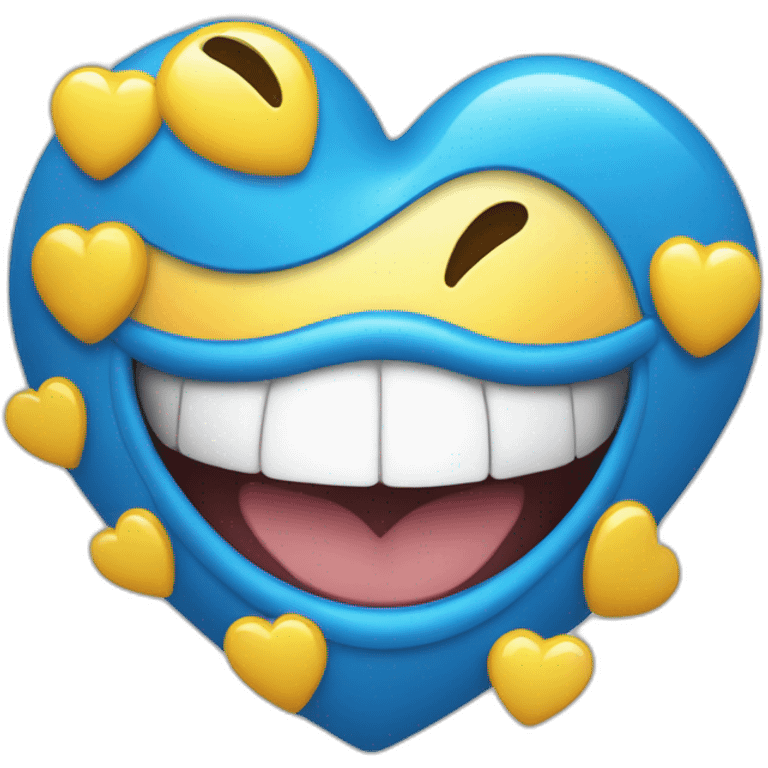 Smiley bisou coeur bleu emoji