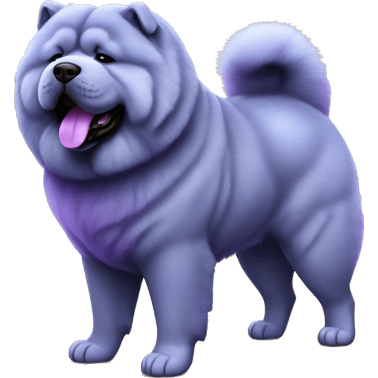 Full body blue Chow chow with purple tongue, photorealistic 4k emoji