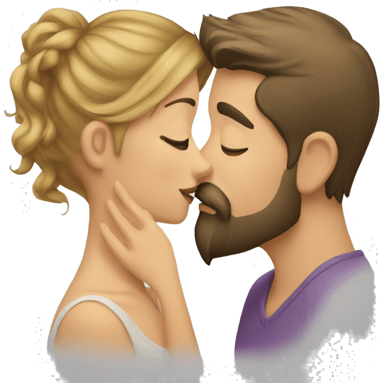 Goatee beard man kisses   girl emoji