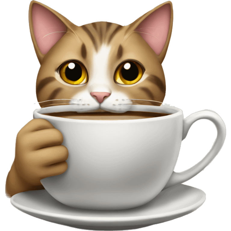 Cat drinking coffee emoji