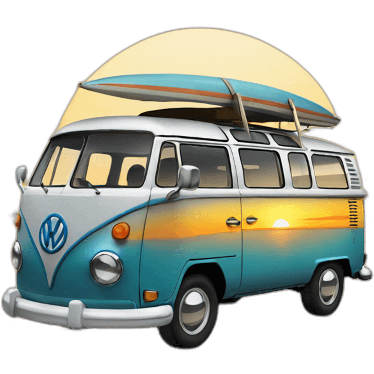 vw bus surfer sunset emoji