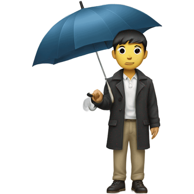 Stylish Asian boy holding umbrella emoji