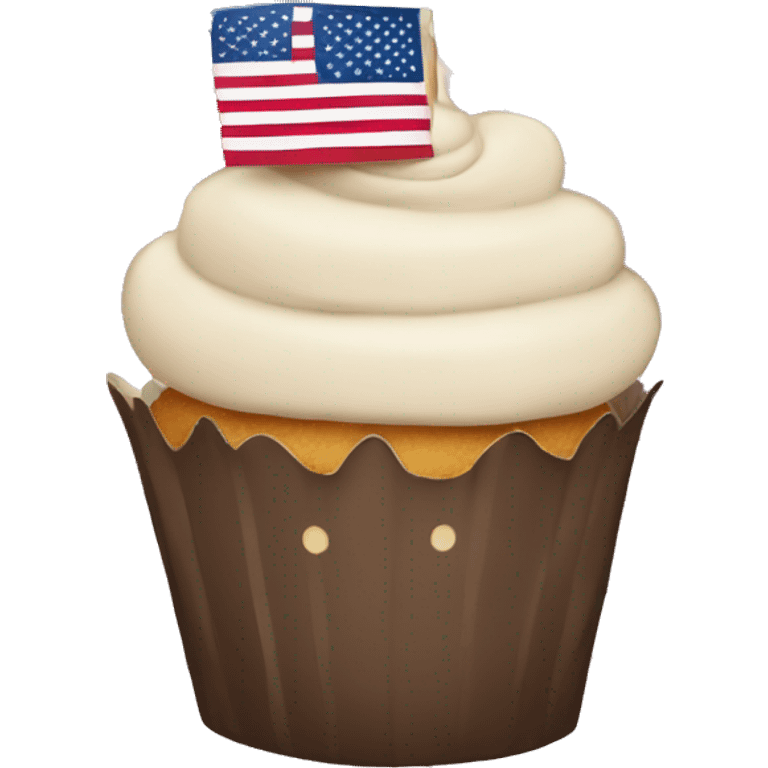 Happy cupcake with an American flag emoji