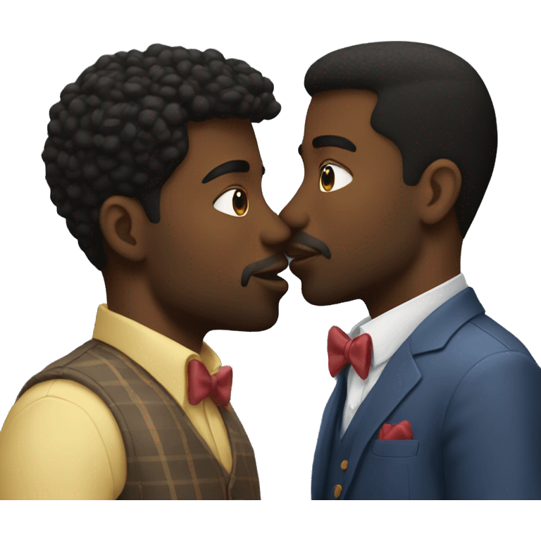 Two handsome black men kissing emoji