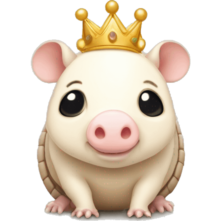  Beige piebald chubby round armadillo pig panda centipede armadillo wearing a crown emoji