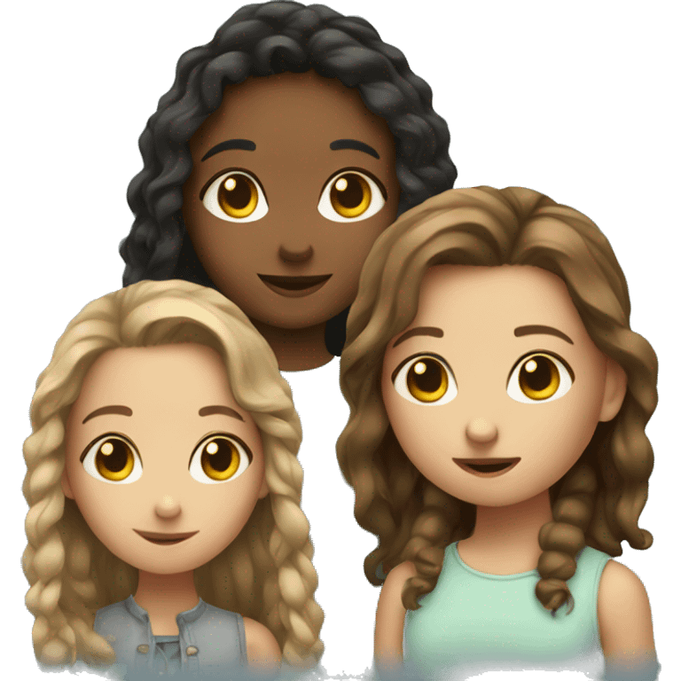 three cute girls emoji