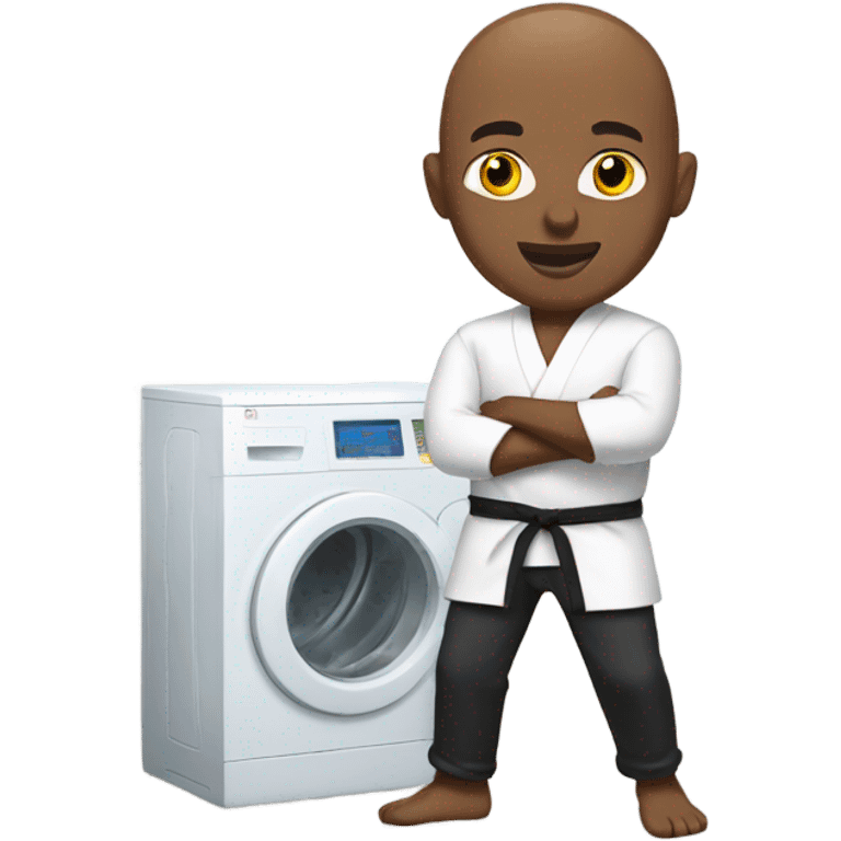 Bald black man karate doing laundry  emoji