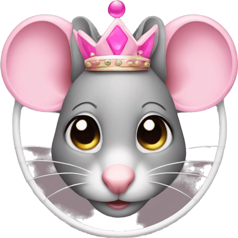 Mouse with pink crown long eyelashes and hoop earrings  emoji