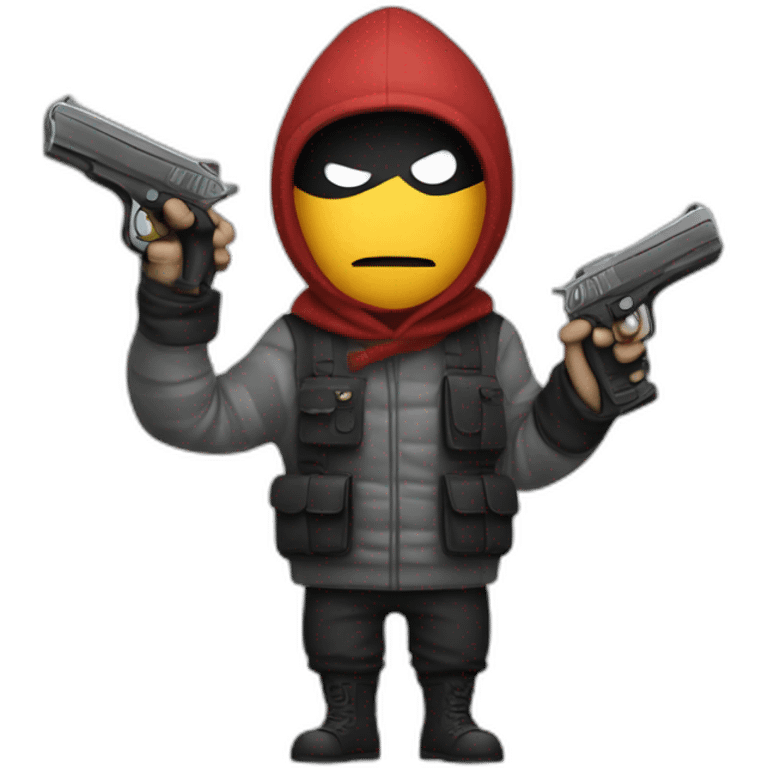 Robber with a money bag and gun emoji