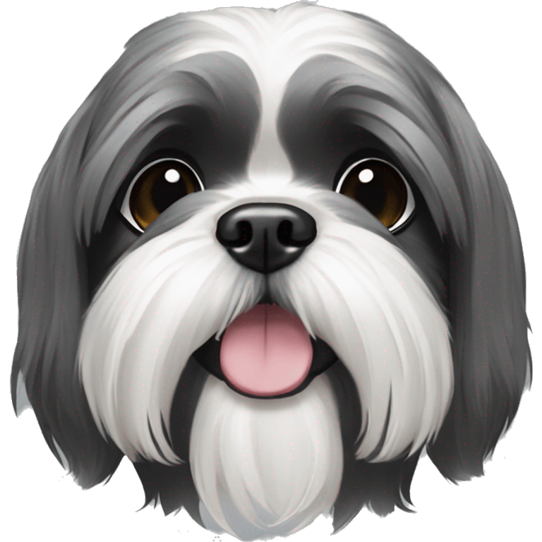 Black grey and white Shih tzu emoji