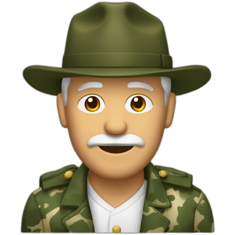 Hombre viejo pelo largo y con traje de camuflaje de hojas emoji