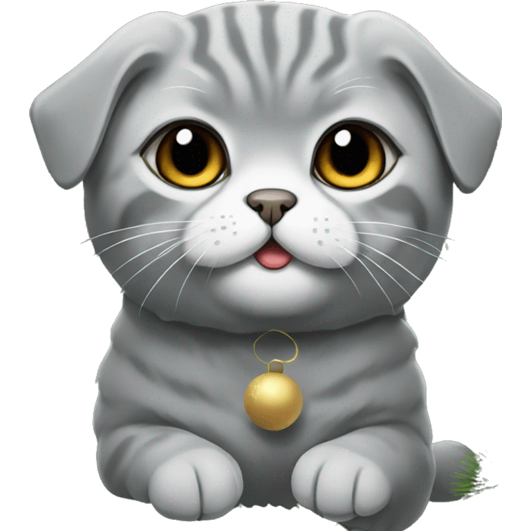 grey scottish fold christmas emoji