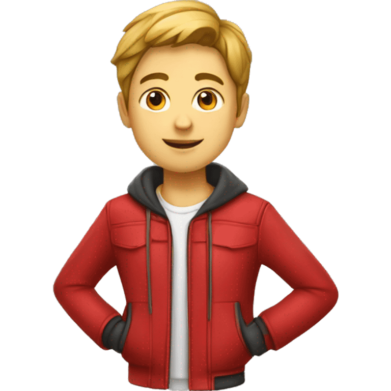 Garçon avec veste rouge  emoji