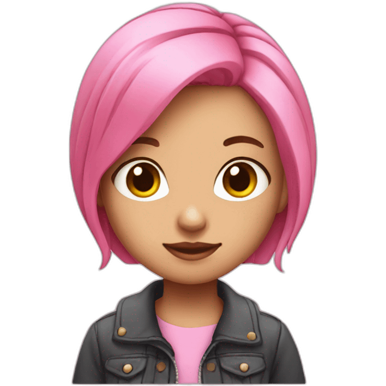 cute girl with pink hair and clothing emoji