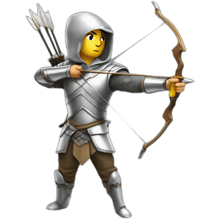 A warlike archer made of silver, looking sideways emoji