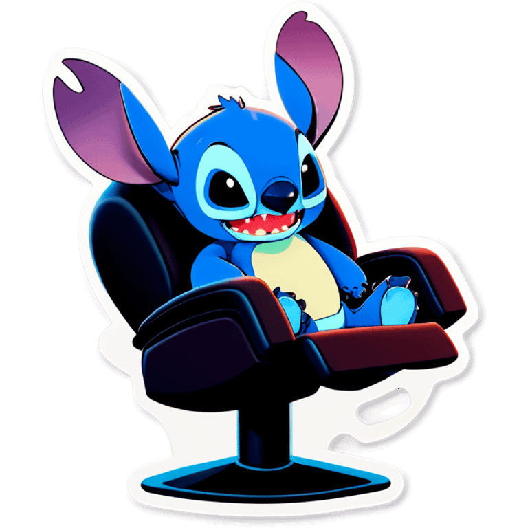 Stitch stand in a massage chair emoji