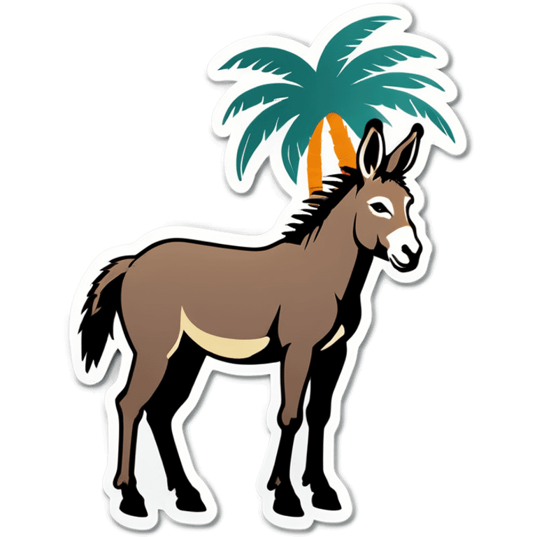 Donkey by a palm tree emoji