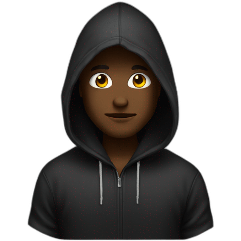 A hacker with black hoodie emoji