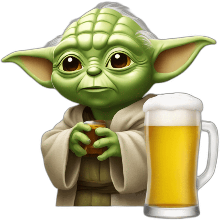 Yoda en train de boire une bière emoji