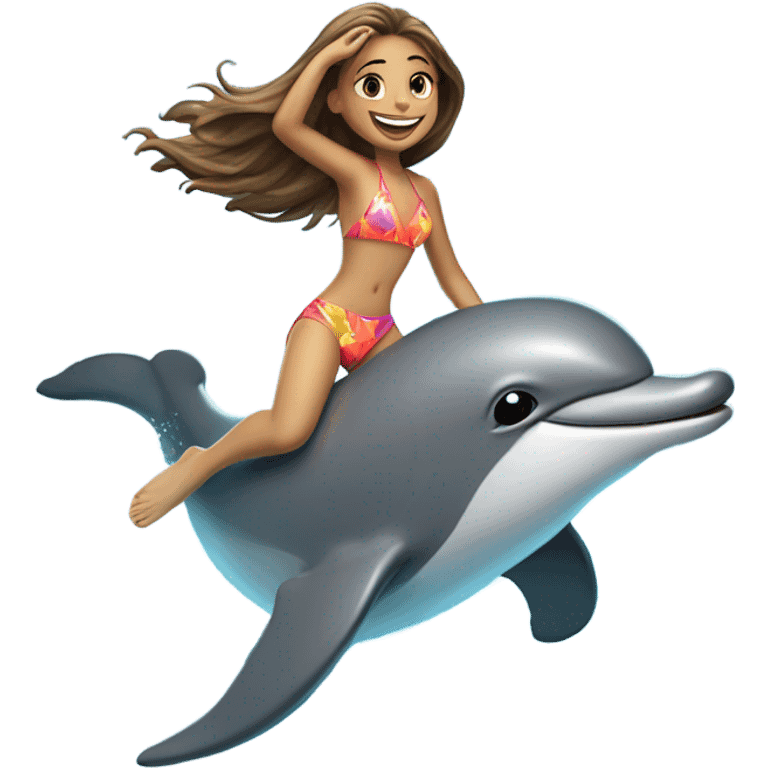 Girl riding dolphin emoji