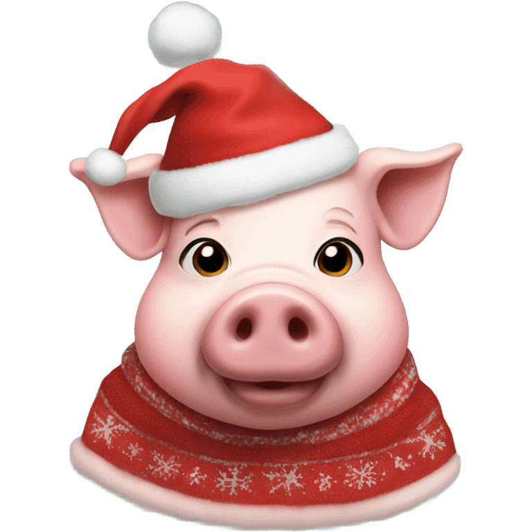 A pig in Christmas clothes emoji