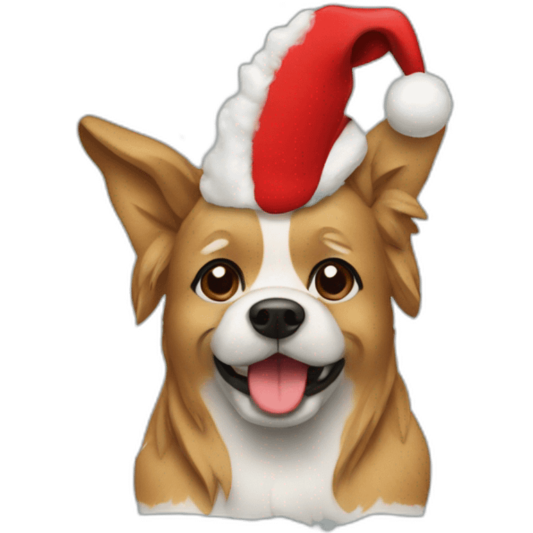 dog with christmas hat emoji