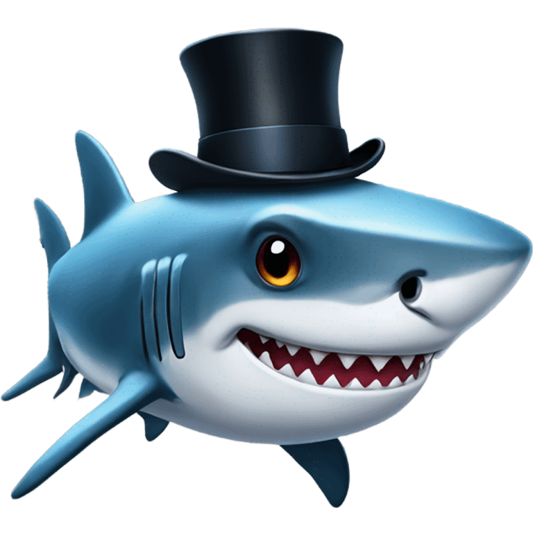 Shark with a top hat emoji