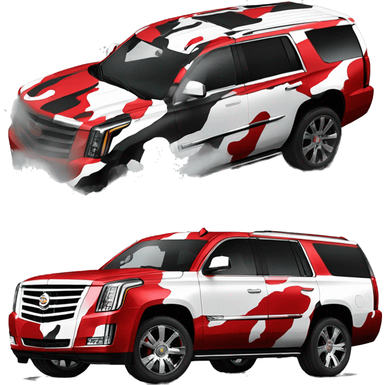  camouflage style red white and black, Cadillac Escalade emoji