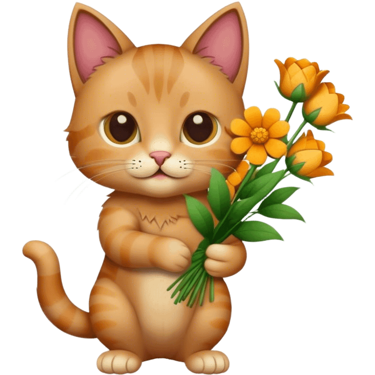 cat gaving flowers in hand emoji