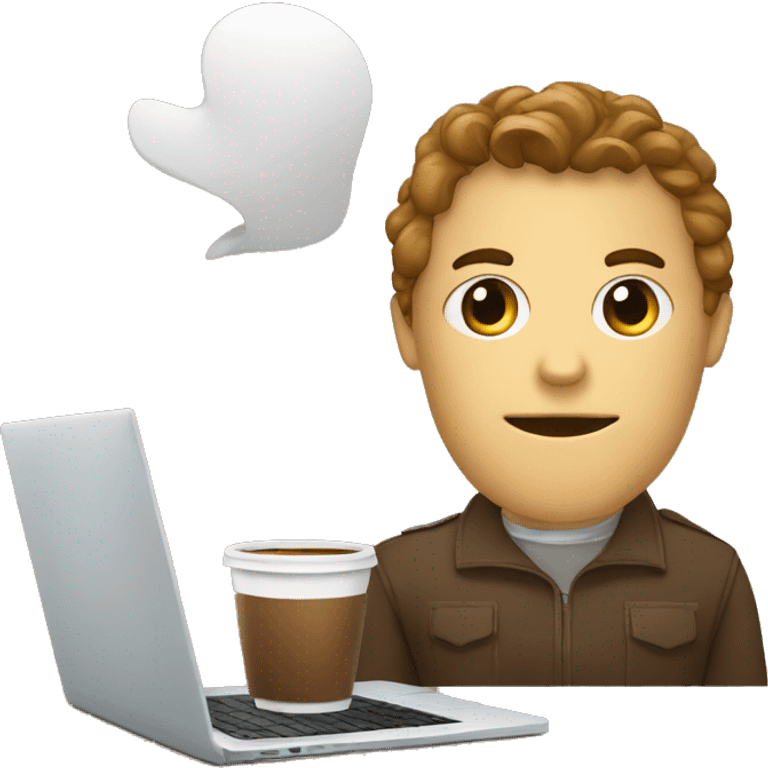 a devlopper with a coffe and a computer emoji