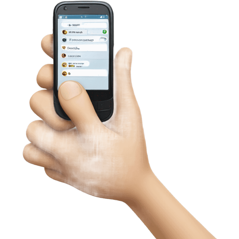 mobile phone with waving hand coming out of screen emoji