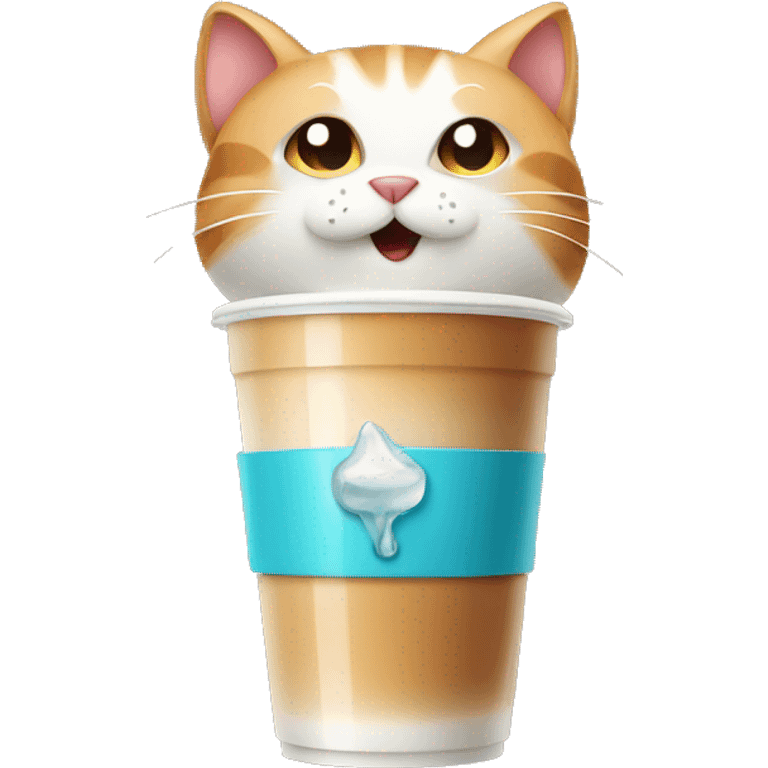 Cat drinking ice coffee emoji