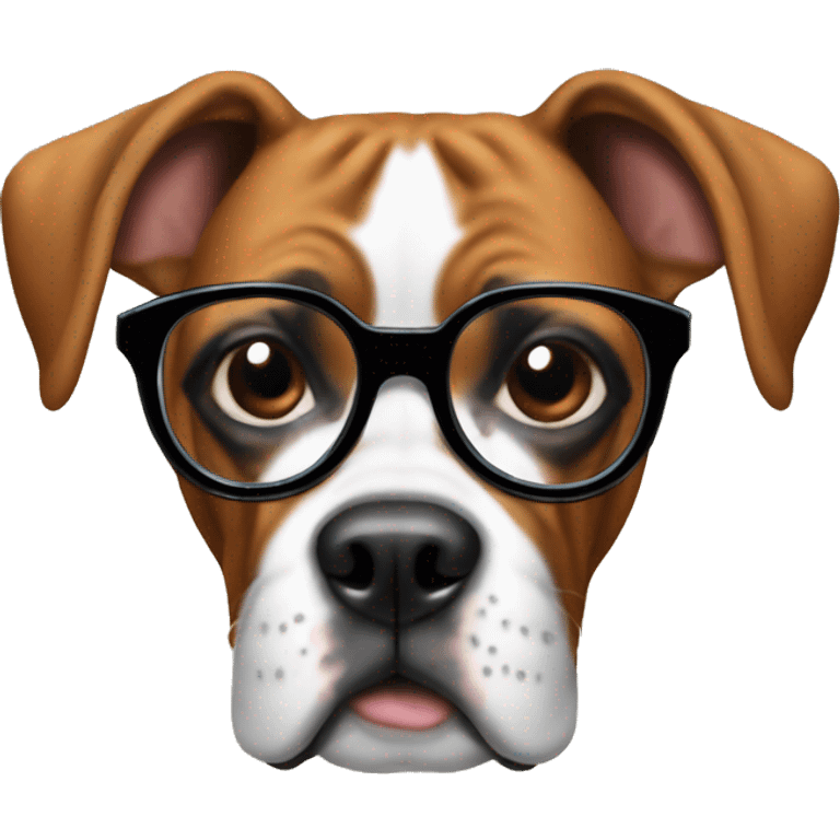 Boxer dog in glasses emoji