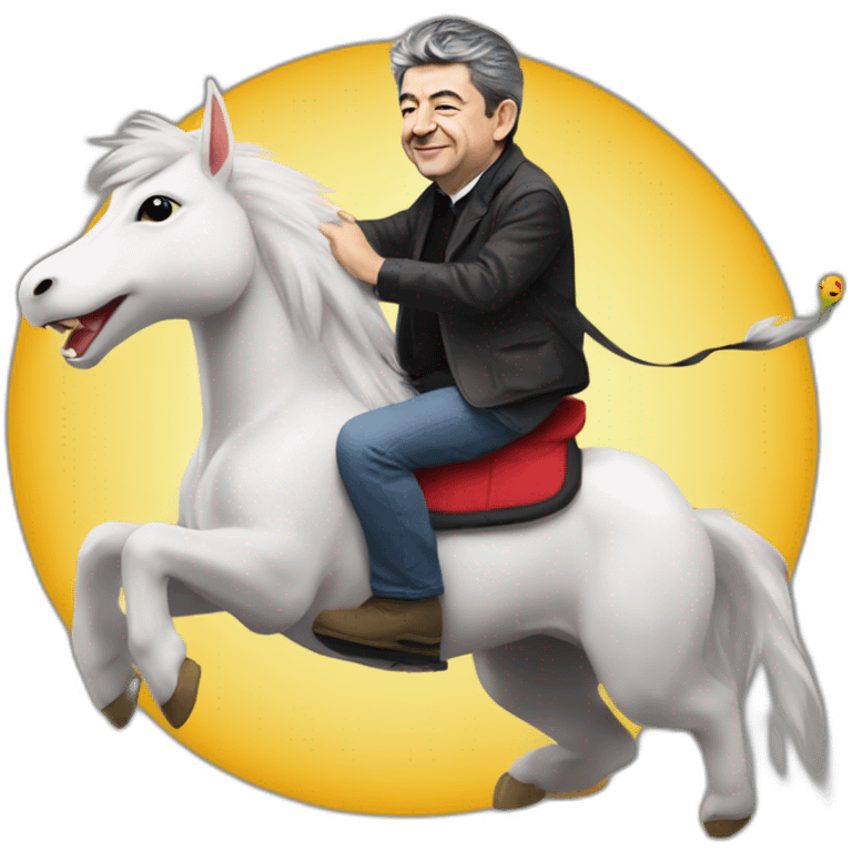 Jean Luc Mélenchon riding a pokémon emoji