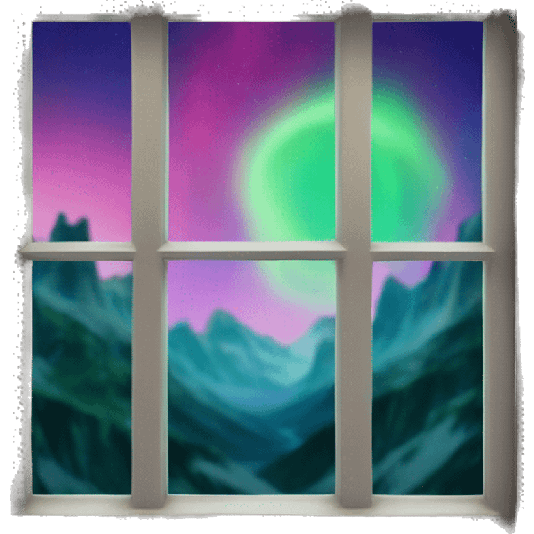 Aurora borealis through a window frame emoji