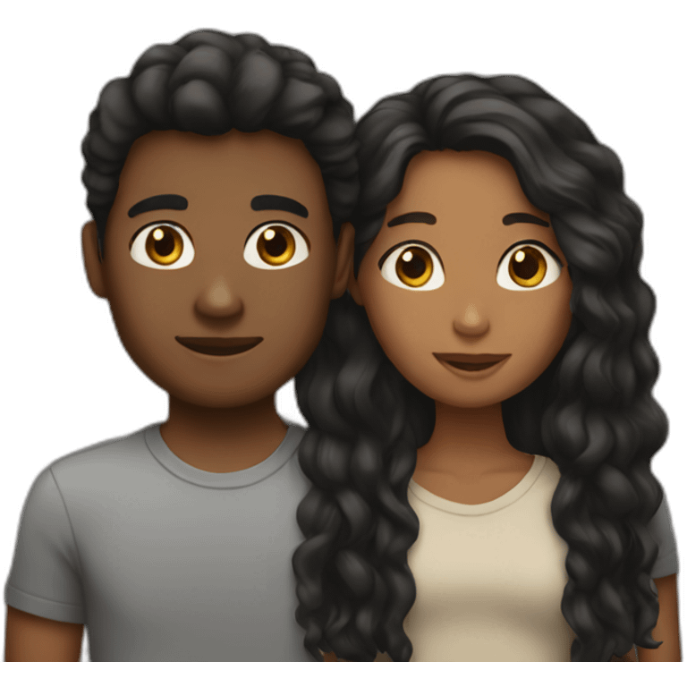 interracial couple with long hair boy emoji