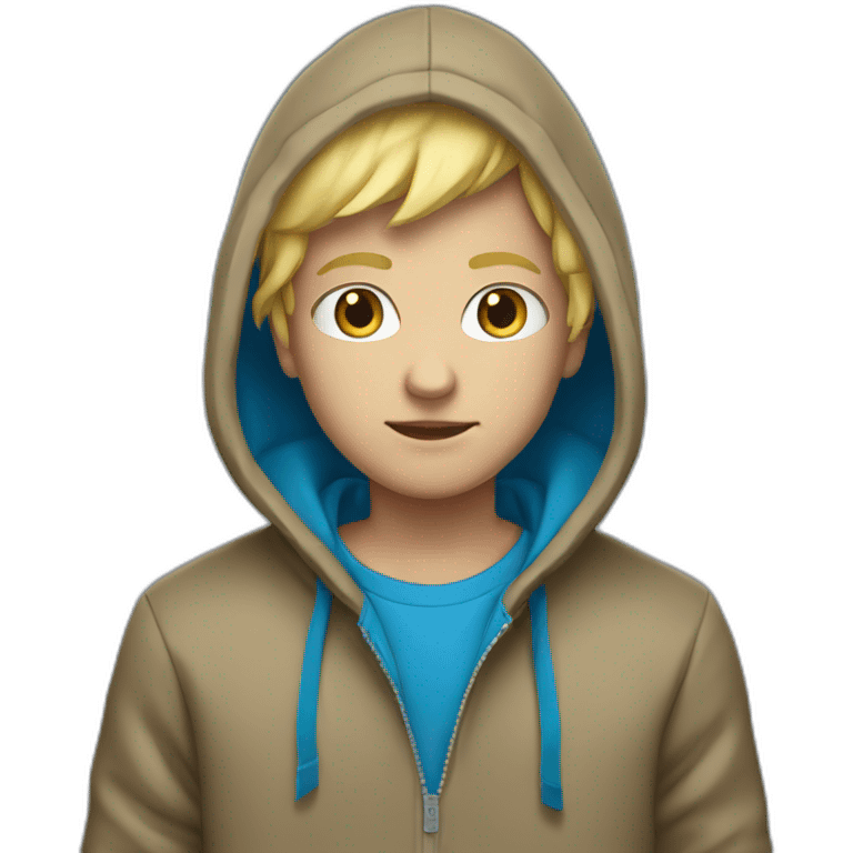 A gut with blonde hair and blue eyes with an hoodie emoji