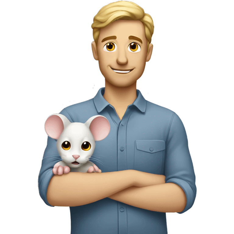 white man holding a mouse emoji