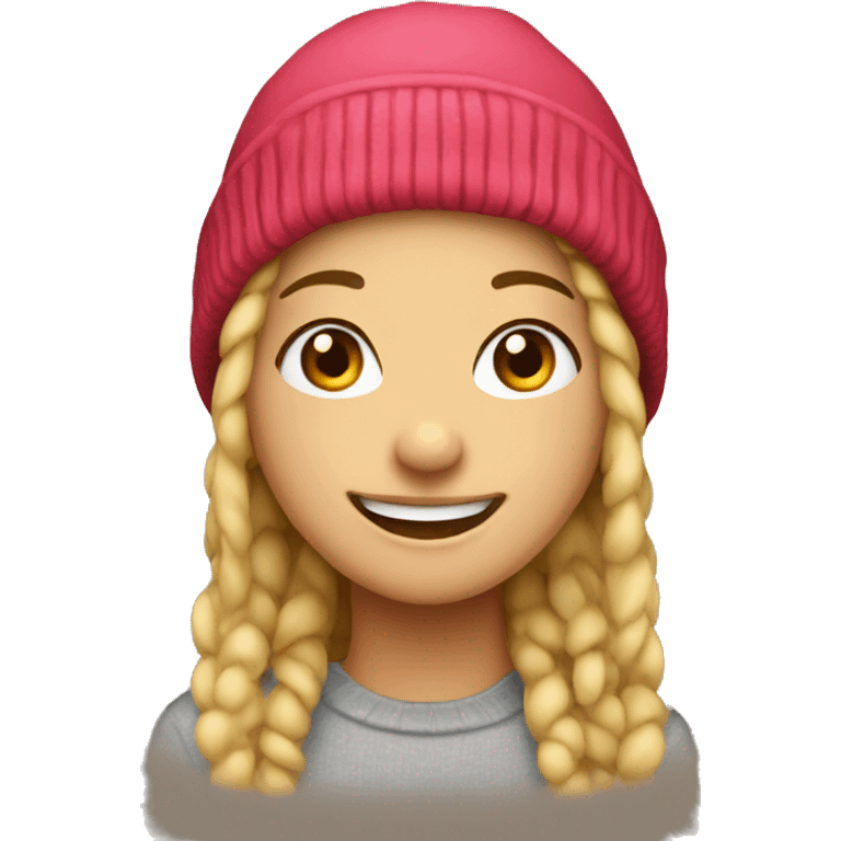 smiling girl in beanie emoji