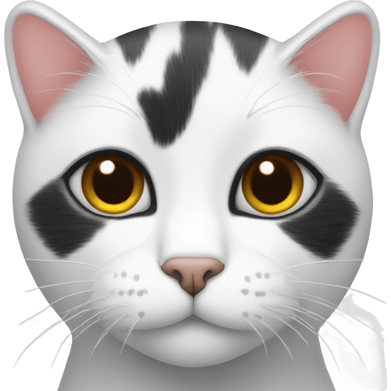 black and white cat white spot in left side of nose emoji