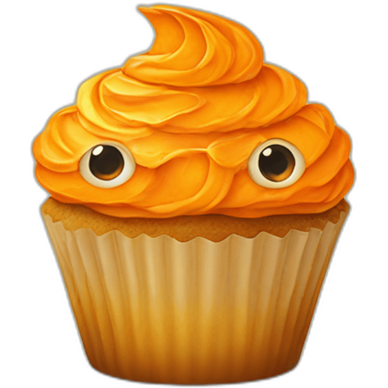 orange cupcake with eyes emoji